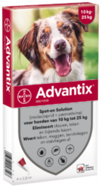 Advantix hond 10-25 kg 6 pipetten goedkoopste online levering door